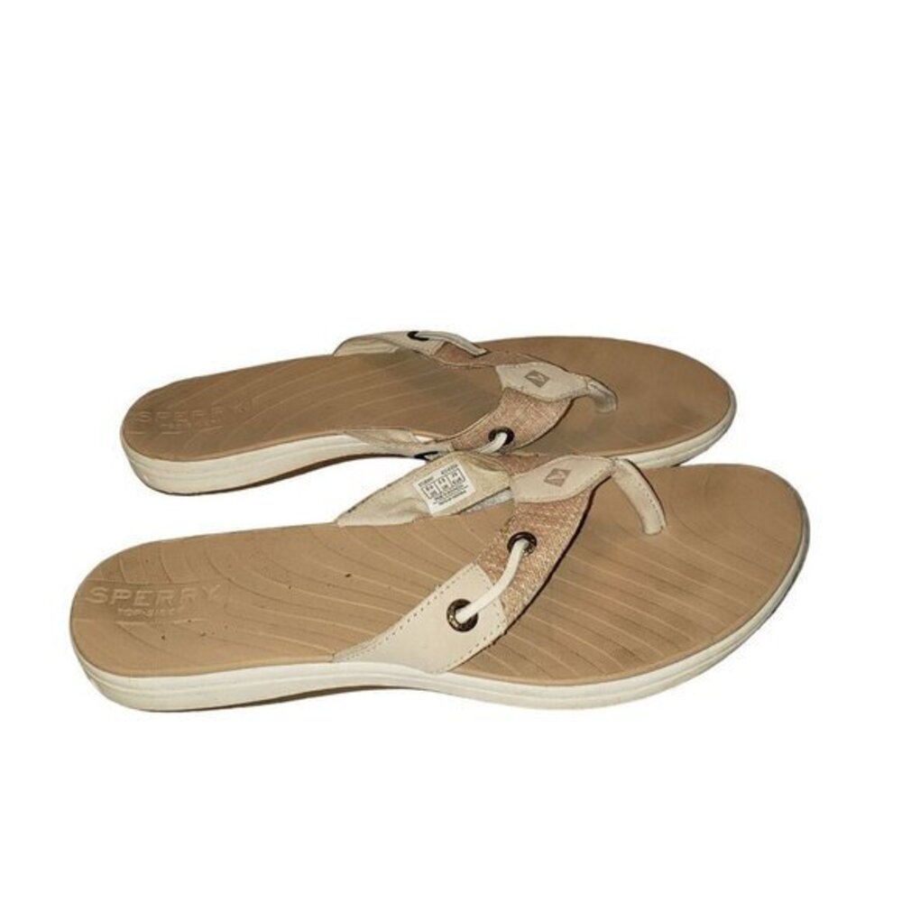 Sperry Topsiders -Womens Leather Sandals Shoes Cream Tan Size 8 Boat Nautical - Picture 8 of 8